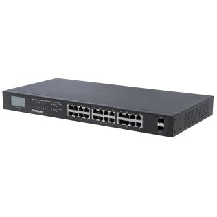 Intellinet Network Solutions® 24-Port Gigabit Ethernet PoE+ Switch with 2 SFP Ports and LCD Screen