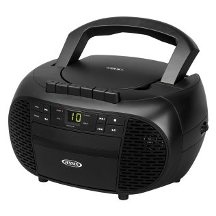 JENSEN® Portable Bluetooth® CD Music System with Built-in Speakers, Cassette Player/Recorder, AM/FM Radio, and Aux, CD-550ABT (Black)