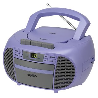 JENSEN® Portable Bluetooth® CD Music System with Built-in Speakers, Cassette Player/Recorder, AM/FM Radio, and Aux, CD-550ABT (Purple)