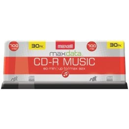 Maxell® MaxData® CD-R Music 32x 80-Minute Blank Discs on Spindle (30 Pack)