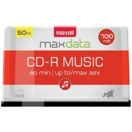 Maxell® MaxData® CD-R Music 32x 80-Minute Blank Discs on Spindle (50 Pack)