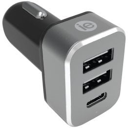 iEssentials® 4.1-Amp Car Charger, 2 USB-A and 1 USB-C®