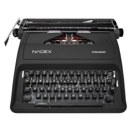 Nadex Coins™ Pioneer Manual Typewriter with Durable Travel Case (Black)