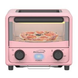 Brentwood® 183-Cu. In. (3-L) 500-Watt Stainless Steel Mini Toaster Oven (Pink)