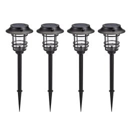 Home Zone Security® Mesh-Linkable Solar LED Traditional-Style Security Pathway Light, 300 Lumens, 4 Pack