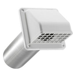 Lambro® 4-In. White Plastic Preferred Hood Vent with Tail Pipe and Removable Screen