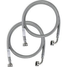 Certified Appliance Accessories® 2 pk Braided Stainless Steel Washing Machine Hoses with Elbow, 4ft