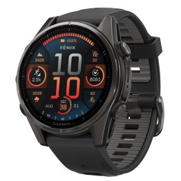 Garmin® fēnix® 8 GPS Smartwatch with 43-mm Case, Bluetooth®, AMOLED, Health/Fitness, Topo Maps, 10 ATM (Sapphire Lens/Carbon Gray DLC Titanium/Black)