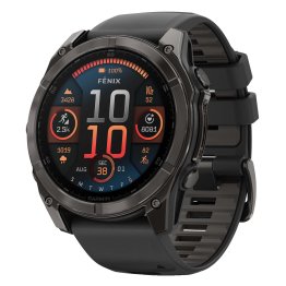 Garmin® fēnix® 8 GPS Smartwatch with 51-mm Case, Bluetooth®, AMOLED, Health/Fitness, Topo, 10 ATM (Sapphire Lens/Carbon Gray DLC Titanium/Black)