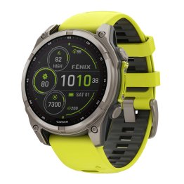 Garmin® fēnix® 8 Sapphire Solar GPS Smartwatch with 47-mm Case, Bluetooth®, Health/Fitness, Topo Maps, 10 ATM (Titanium with Amp Yellow/Graphite)