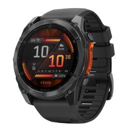 Garmin® fēnix® 8 GPS Smartwatch with 47-mm Case, Bluetooth®, AMOLED, Health/Fitness, Topo, 10 ATM (Slate Gray/Black)