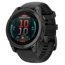 Garmin® fēnix® E Multisport GPS Smartwatch with 47-mm Case, Bluetooth®, AMOLED, Health/Fitness, Navigation, Topo, 10 ATM (Slate Gray/Stainless Steel)