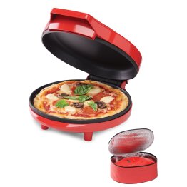 Betty Crocker® 8-In. Indoor Electric Travel Nonstick Pizza Maker Plus with Insulated Travel Bag (Red)