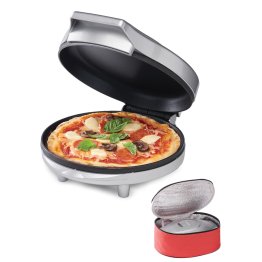 Betty Crocker® 8-In. Indoor Electric Travel Nonstick Pizza Maker Plus with Insulated Travel Bag (Silver)