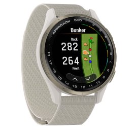 Garmin® Approach® S50 Golf GPS Smartwatch with Cream Gold Aluminum Bezel and Ivory ComfortFit Nylon Band