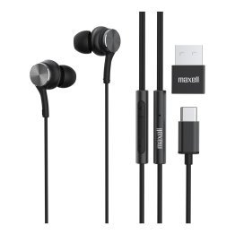 Maxell® Fusion X Wiews In-Ear Earbuds with In-Line Mic/Remote, USB-C® Connector, and USB-A Adapter