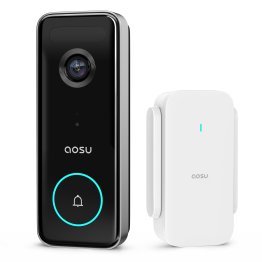 aosu 3K 5.0-MP QHD Dual-Band Wi-Fi® AI-Smart Wide-Angle Video Doorbell with Home Station Chime, V8S1AX11