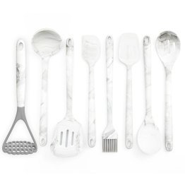 Better Houseware 8-Piece Silicone Utensils Set, White Marble