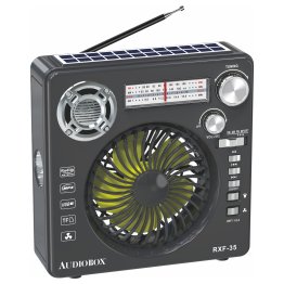 airbro™ RXF-35 Rechargeable Emergency 3-Band Radio, Bluetooth® Speaker, 3-Speed Fan, Flashlight, and Solar Panel
