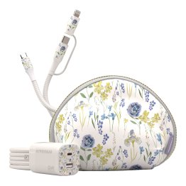 HyperGear® TECHcessories 30-Watt USB-C® PD Charging Kit with Travel Pouch (Purple Floral)