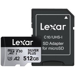 Lexar® Professional SILVER PLUS Series microSDXC™ UHS-I Card with SD™ Adapter (512 GB)