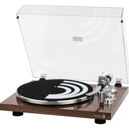 Dayton Audio® 2-Speed Belt-Drive Automatic Turntable with Bluetooth®, USB for MP3 Encoding, and Audio-Technica® AT-VM95E Cartridge (Brown)