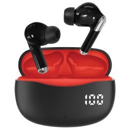STUDIO PRO by FISHER® Active Pro TWS Bluetooth® In-Ear Earbuds with Mics and LED Charging Case, ANC, up to 20 Hours Play Time, IPX4 Sweatproof (Red)