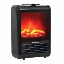 Optimus 1,200-Watt-Max Mini Electric Flame-Effect Fireplace Heater, H-9300 (Black)