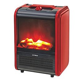 Optimus 1,200-Watt-Max Mini Electric Flame-Effect Fireplace Heater, H-9300 (Red)