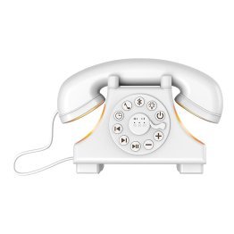 Priority Products Retro Telephone-Shaped Sleeping Machine with Bluetooth® Speaker and Night-Light (White)