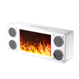 Priority Products Portable Bluetooth® Speaker with FM Radio and Fireplace Lighting Effects, L-45 (White)