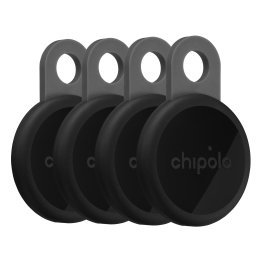 Chipolo® LOOP Rechargeable Device Tracking Tag (4 Pack; Charcoal)