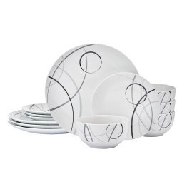 Studio Nova® 12-Piece Porcelain Dinnerware Set, Circles Pattern