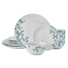 Studio Nova® 12-Piece Porcelain Dinnerware Set, Gray Moonlit Leaves Pattern