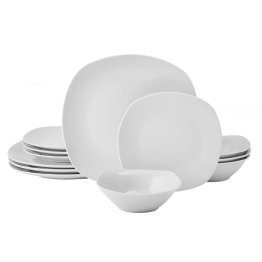 Studio Nova® 12-Piece Square Porcelain Dinnerware Set, Tara White