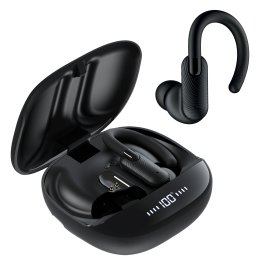Mixx® StreamBuds Sports Charge 2 TWS Bluetooth® In-Ear Earbuds with Mic, Earhooks, and Charging Case, up to 32 hours Play Time (Black)