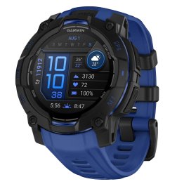 Garmin® Instinct® 3 GPS Smartwatch with 45-mm Case, Bluetooth®, AMOLED, Health/Fitness, Navigation, 10 ATM Swim Rated (Black with Black/Bolt Blue)