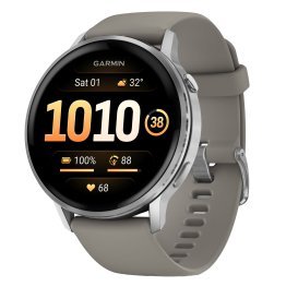 Garmin® Venu® 4 GPS Fitness Smartwatch with 45-mm Case, Bluetooth®, AMOLED, Health/Fitness, Sports Apps, 5 ATM Swim Rated (Silver with Silver Gray)