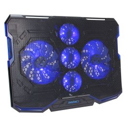 ENHANCE Cryogen™ 2 Laptop Cooling Pad with 5 Fans, RGB Lighting, and Dual USB Ports (Black with Blue LED)