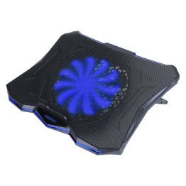 ENHANCE Cryogen™ 5 Laptop Cooling Pad with 1 Large Fan, RGB Lighting, and Dual USB Ports (Black with Blue LED)