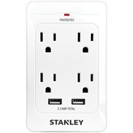 STANLEY® 4-AC Outlet and 2-USB Port 1,080-Joules SurgeQuad Surge Protector Wall Tap, 33202
