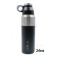 Brentwood® Geojug Stainless Steel Vacuum-Insulated Water Bottle (0.7 L; Black/Silver)