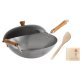 Joyce Chen® Classic Series Uncoated Carbon Steel Wok Set with Lid and Birch Handles, 4 Pieces, 14-In.