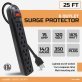 Digital Energy® 6-Outlet Surge Protector Power Strip (300 In.; Black)