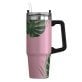 Outdoors Professional 30-Oz. Stainless Steel Double-Walled Insulated Tumbler with Straw (Tropical Pink)