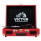 Victor® Metro Dual-Bluetooth® Belt-Drive Suitcase Turntable, VSRP-800 (Red)