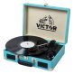 Victor® Metro Dual-Bluetooth® Belt-Drive Suitcase Turntable, VSRP-800 (Turquoise)