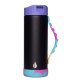Elemental® Iconic Pop Stainless Steel 14-Oz. Fidget Water Bottle Thermos with Flip-open Sports Cap, Bubble Strap, and 2 Straws (Black Tie Dye)