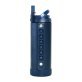 Elemental® Iconic Pop Stainless Steel 14-Oz. Fidget Water Bottle Thermos with Flip-open Sports Cap, Bubble Strap, and 2 Straws (Navy)