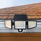 Insert Toolless Products Easy-Install 1,000-Lumen Gutter-Mount Triple-Head Solar Security Light, Black
